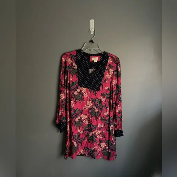 Maeve Anthropologie Floral Bird Kaftan Dress Womens Size 2 - Picture 1 of 3